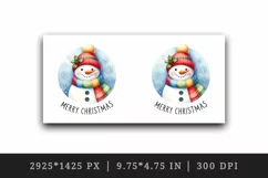 Watercolor snowman colorful scarf hat snowflakes Merry Christmas quote print 20oz tumbler skinny mug wrap clipart t-shirt sublimation printable design