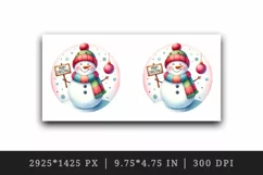 Watercolor snowman colorful scarf holding sign Merry Christmas quote print 20 oz tumbler skinny mug wrap clipart t-shirt sublimation printable design