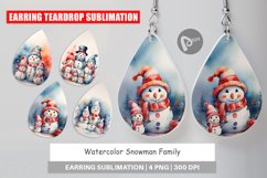 Earring Teardrop Watercolor Snowman Family Product Image 1