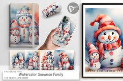 Digital Paper Watercolor Snowman Family Product Image 1