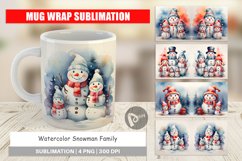 Mug Wrap Design Watercolor Snowman Family Product Image 1