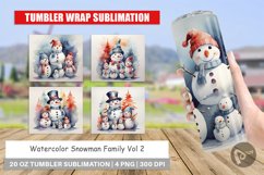 Tumbler Sublimation Wrap Watercolor Snowman Family Product Image 1
