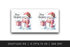 Watercolor snowman holding gift snow falling Merry Christmas quote print 20 oz tumbler skinny mug wrap clipart t-shirt sublimation printable design