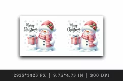 Watercolor snowman holding gift snow falling Merry Christmas quote print 20 oz tumbler skinny mug wrap clipart t-shirt sublimation printable design