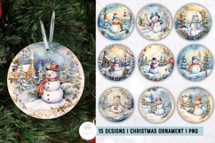 Watercolor Christmas Snowman Ornament Sublimation Product Image 1