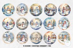 Watercolor Christmas Snowman Ornament Sublimation Product Image 2