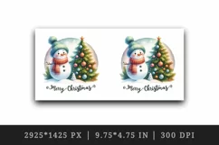 Watercolor snowman scarf decorated tree round Merry Christmas quote print 20 oz tumbler skinny mug wrap clipart t-shirt sublimation printable design