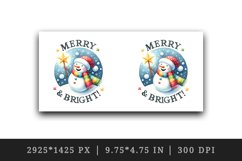 Watercolor snowman scarf star-topped wand Merry and Bright quote print 20 oz tumbler skinny mug wrap clipart t-shirt sublimation printable design