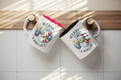Watercolor snowman scarf star-topped wand Merry and Bright quote print 20 oz tumbler skinny mug wrap clipart t-shirt sublimation printable design