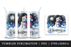 Watercolor snowman starry night sky twinkling star Christmas quote print 20 oz tumbler skinny mug wrap clipart t-shirt sublimation printable design
