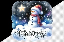 Watercolor snowman starry night sky twinkling star Christmas quote print 20 oz tumbler skinny mug wrap clipart t-shirt sublimation printable design