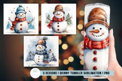 Watercolor Snowman Tumbler Sublimation I Tumbler Wrap Product Image 1