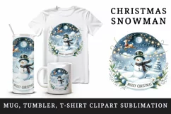 Watercolor snowman twinkling lights reindeer Merry Christmas quote print 20 oz tumbler skinny mug wrap clipart t-shirt sublimation printable design