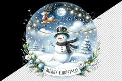 Watercolor snowman twinkling lights reindeer Merry Christmas quote print 20 oz tumbler skinny mug wrap clipart t-shirt sublimation printable design