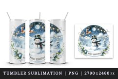 Watercolor snowman twinkling lights reindeer Merry Christmas quote print 20 oz tumbler skinny mug wrap clipart t-shirt sublimation printable design