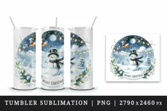 Watercolor snowman twinkling lights reindeer Merry Christmas quote print 20 oz tumbler skinny mug wrap clipart t-shirt sublimation printable design