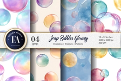Watercolor Soap Bubbles Glowing Seamless Digital Paper Product Image 1