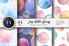 Floating Soap Bubbles Watercolor Seamless Digital Paper Product Image 1
