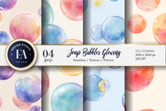 Floating Soap Bubbles Watercolor Seamless Digital Paper Product Image 1