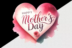 Watercolor soft  pink and red heart with Happy Mother Day greeting quote print 20 oz tumbler skinny mug wrap clipart t-shirt sublimation printable design