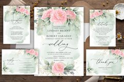 Watercolor soft pink roses and eucalyptus wedding pack PSD Product Image 1