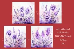 Valentine's Day, Watercolor Purple Flowers Backgrounds, s2 Product Image 2