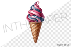 Blueberry &amp; strawberry dual color twisted waffle cone PNG Product Image 1