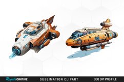 Watercolor Spaceship Fun Clipart Product Image 1