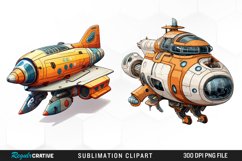 Watercolor Spaceship Clipart Bundle Product Image 2