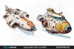 Watercolor Spaceship Clipart Product Image 1