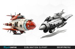 Watercolor Spaceship Design Clipart Product Image 1