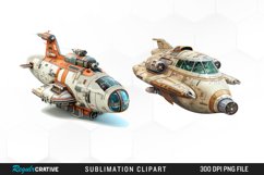 Watercolor Spaceship Artwork Clipart Product Image 1