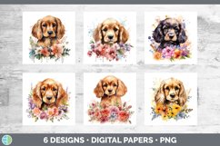 Bundle of six Wild Flowers Spaniels Paper Backgrounds designs.