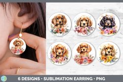 Bundle of six Wild Flowers Spaniels Round Earrings designs.