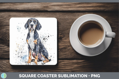 GorgeousWatercolor Splash Dogs 03 Square Coaster design.