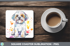 GorgeousWatercolor Splash Dogs 03 Square Coaster design.