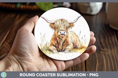 GorgeousWatercolor Splash Farm Round Coaster design.