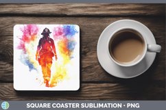 GorgeousWatercolor Splash Square Coaster design.