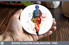 GorgeousWatercolor Splash Round Coaster design.