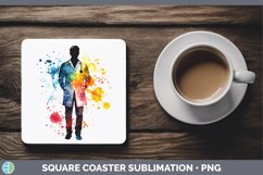 GorgeousWatercolor Splash Square Coaster design.