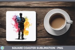 GorgeousWatercolor Splash Square Coaster design.