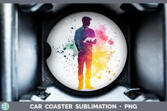 GorgeousWatercolor Splash Car Coaster design.