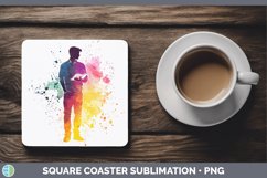 GorgeousWatercolor Splash Square Coaster design.