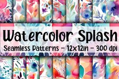 Watercolor Splash Digital Papers - Seamless Patterns Product Image 1