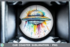 GorgeousWatercolor Splash Toy Car Coaster design.