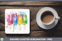 GorgeousWatercolor Splash Toy Square Coaster design.