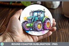 GorgeousWatercolor Splash Toy Round Coaster design.
