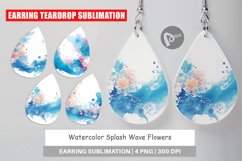 Earring teardrop sublimation design Watercolor Splash Wave Product Image 1