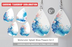 Earring teardrop sublimation design Watercolor Splash Wave Product Image 1