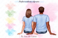 An example of using a background for a couple of a man and a woman sitting